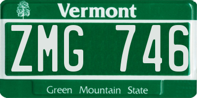 VT license plate ZMG746