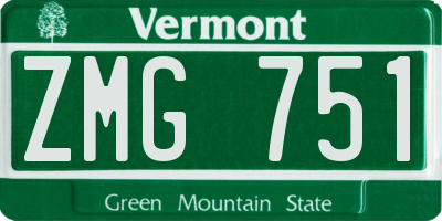 VT license plate ZMG751