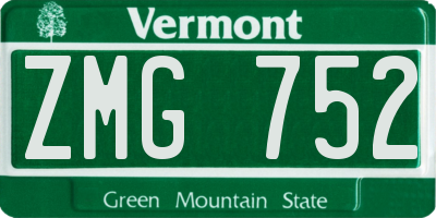 VT license plate ZMG752