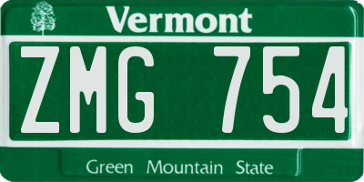 VT license plate ZMG754