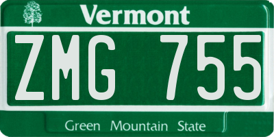 VT license plate ZMG755