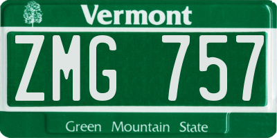 VT license plate ZMG757