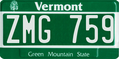 VT license plate ZMG759