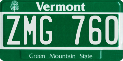 VT license plate ZMG760