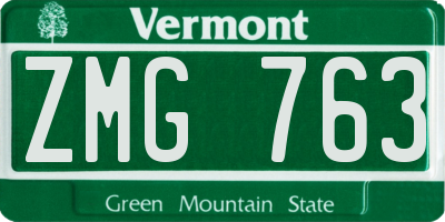 VT license plate ZMG763