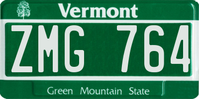 VT license plate ZMG764