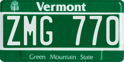 VT license plate ZMG770