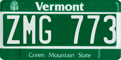 VT license plate ZMG773