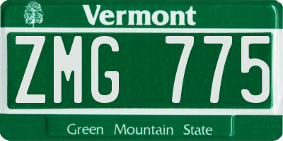 VT license plate ZMG775