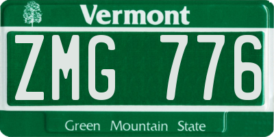 VT license plate ZMG776