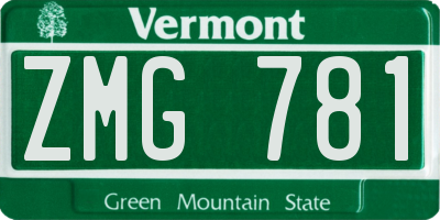 VT license plate ZMG781