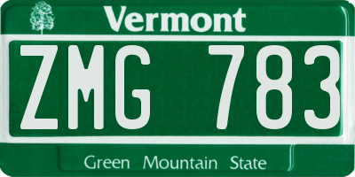 VT license plate ZMG783