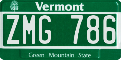 VT license plate ZMG786