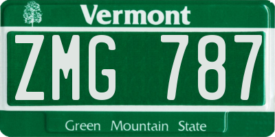 VT license plate ZMG787