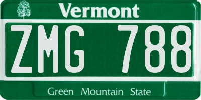 VT license plate ZMG788
