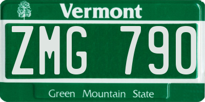 VT license plate ZMG790