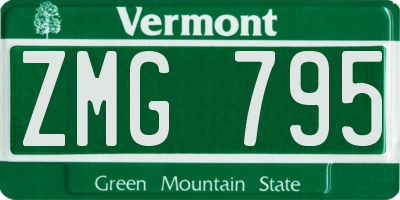 VT license plate ZMG795