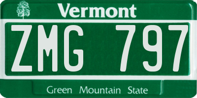 VT license plate ZMG797