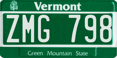 VT license plate ZMG798