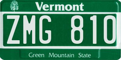 VT license plate ZMG810