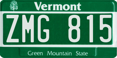 VT license plate ZMG815