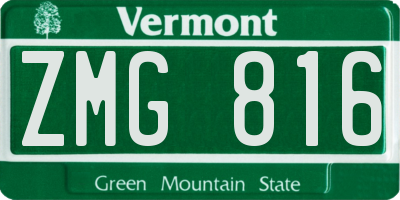 VT license plate ZMG816