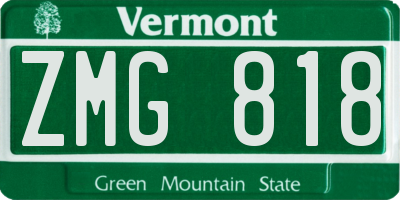 VT license plate ZMG818