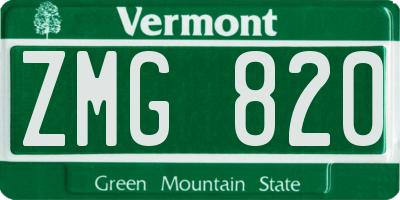 VT license plate ZMG820