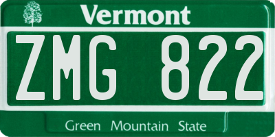 VT license plate ZMG822