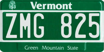 VT license plate ZMG825