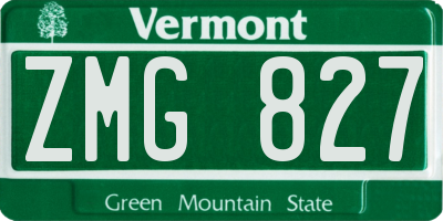 VT license plate ZMG827