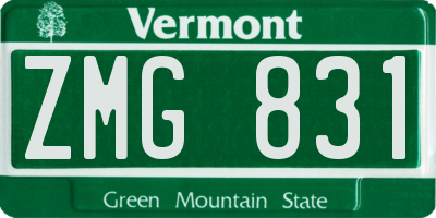 VT license plate ZMG831