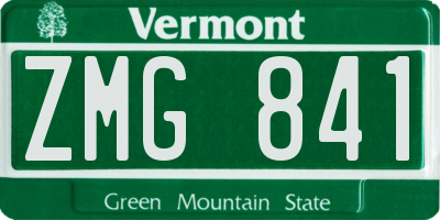VT license plate ZMG841