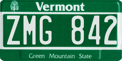 VT license plate ZMG842