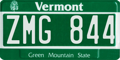 VT license plate ZMG844