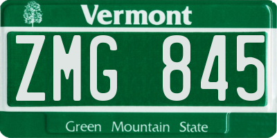 VT license plate ZMG845