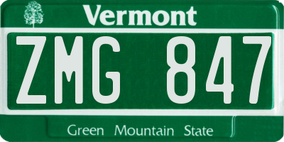 VT license plate ZMG847