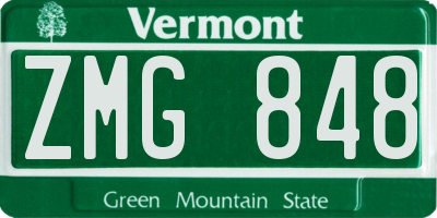 VT license plate ZMG848