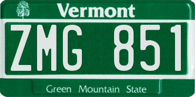 VT license plate ZMG851
