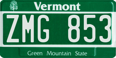 VT license plate ZMG853