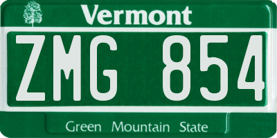VT license plate ZMG854