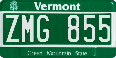 VT license plate ZMG855