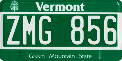 VT license plate ZMG856