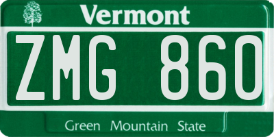 VT license plate ZMG860