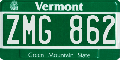 VT license plate ZMG862