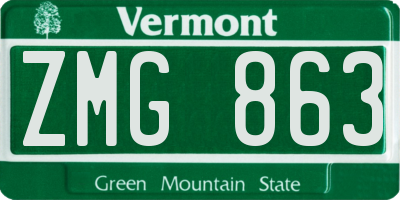 VT license plate ZMG863