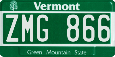 VT license plate ZMG866