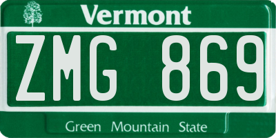 VT license plate ZMG869