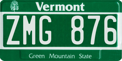 VT license plate ZMG876