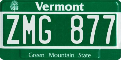 VT license plate ZMG877